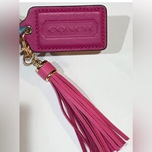 Coach Pink Leather Hang Tag Bag with Tassel